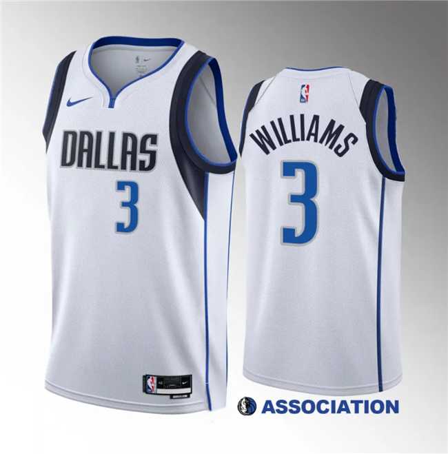 Mens Dallas Mavericks #3 Grant Williams White Association Edition Stitched Basketball Jersey Dzhi